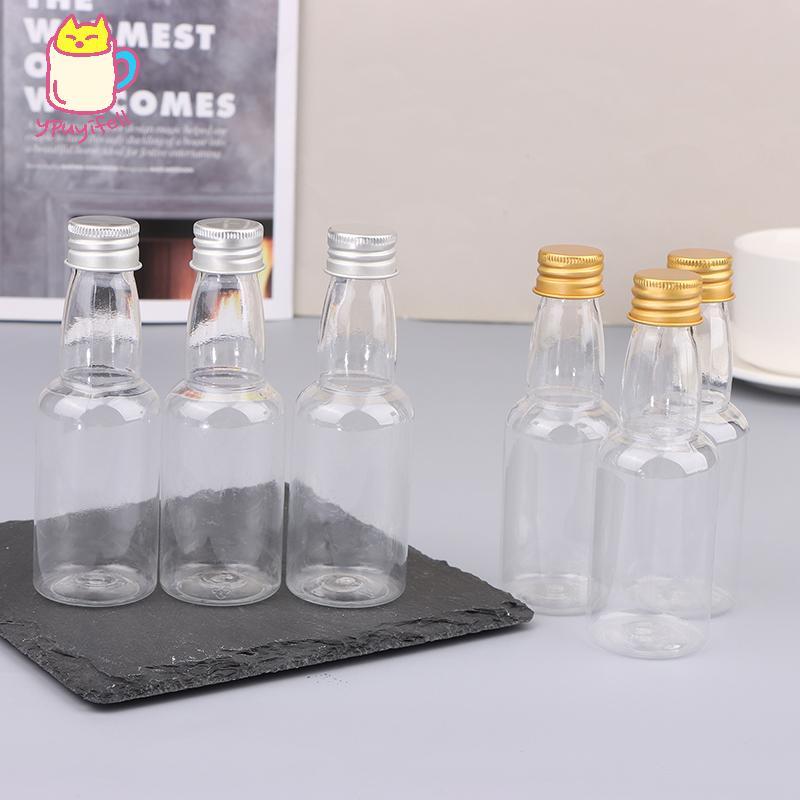 [YPU] 10 ชิ้น 50ml Retro Retro Clear PET รีฟิลขวดเล็กสําหรับงานแต่งงานขวดเหล้าพร้อมฝาปิดสกรูป้องกันการรั่วมนนคส combedส