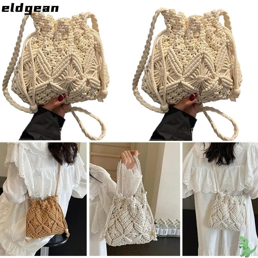 กระเป๋าถัง ELDGEAN ความจุขนาดใหญ่ ทำจากฟางธรรมชาติ สไตล์โบхо น้ำหนักเบา เหมาะสำหรับการเดินทางและใช้งานประจำวัน