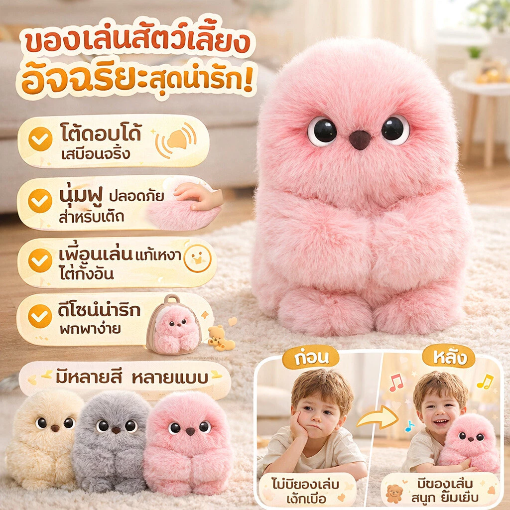 🎉สินค้าขายดี✨【ร้องเพลงได้/ดึงดูดสายตา】ตุ๊กตาหุ่นยนต์นกฮูกขี้อายอัจฉริยะ | พวงกุญแจกระเป๋า | สัตว์เลี้ยงของเล่น thumbnail 3