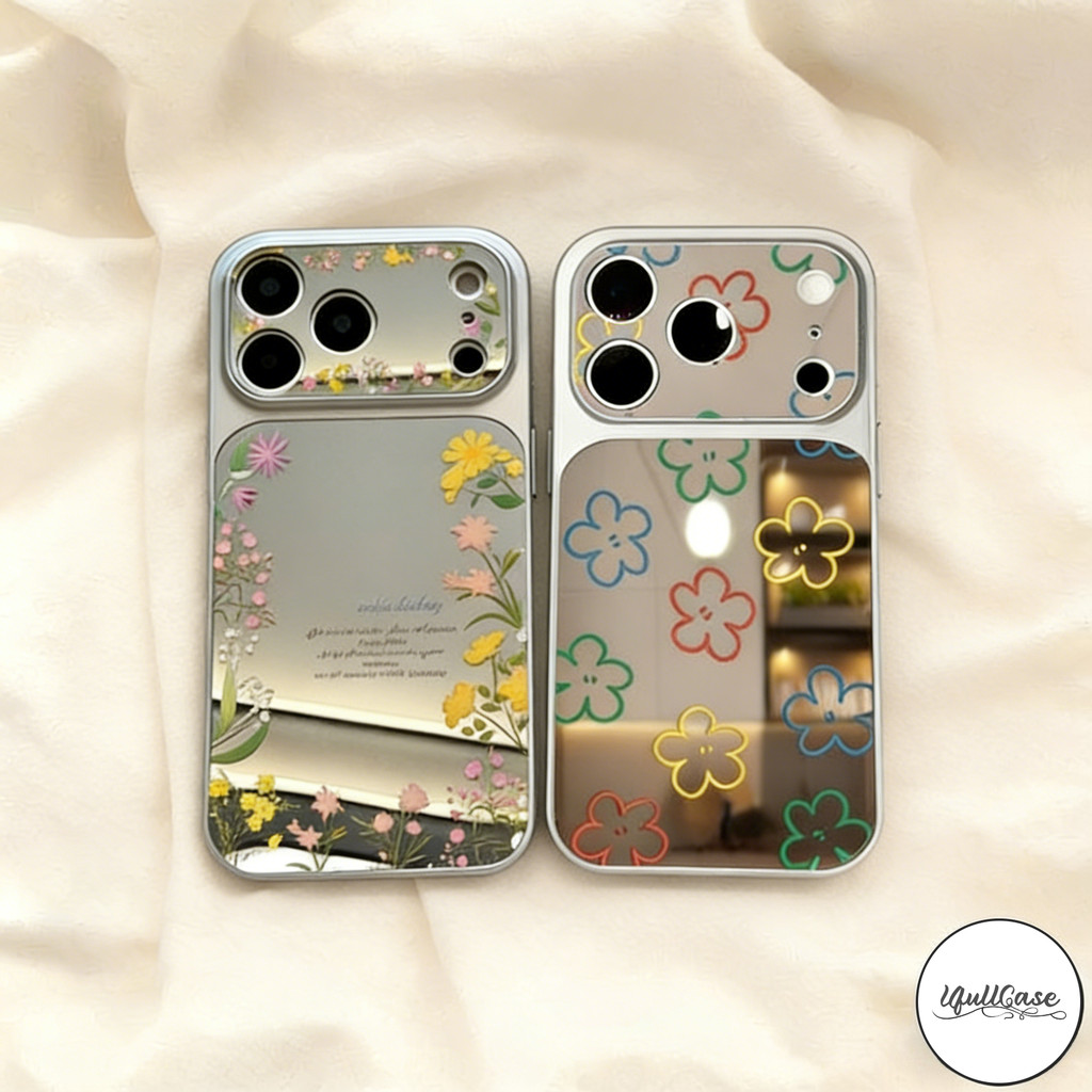 เคสไอโฟน11 17 เคสกระจก ลายดอกไม้สี น่ารัก สไตล์ฮิต สำหรับ IPhone Air 15 11 17 13 16 12 14 Pro Max 13 X XR XS 15 16 Plus