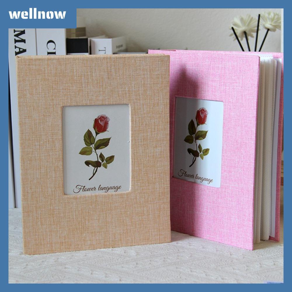 WELLNOW อัลบั้มสมุดภาพขนาดใหญ่, อัลบั้มภาพปกผ้าลินินเขียน DIY, มัลติฟังก์ชั่น 4x6 รูปถ่าย 200 กระเป๋าจัดเก็บภาพเด็ก Growth
