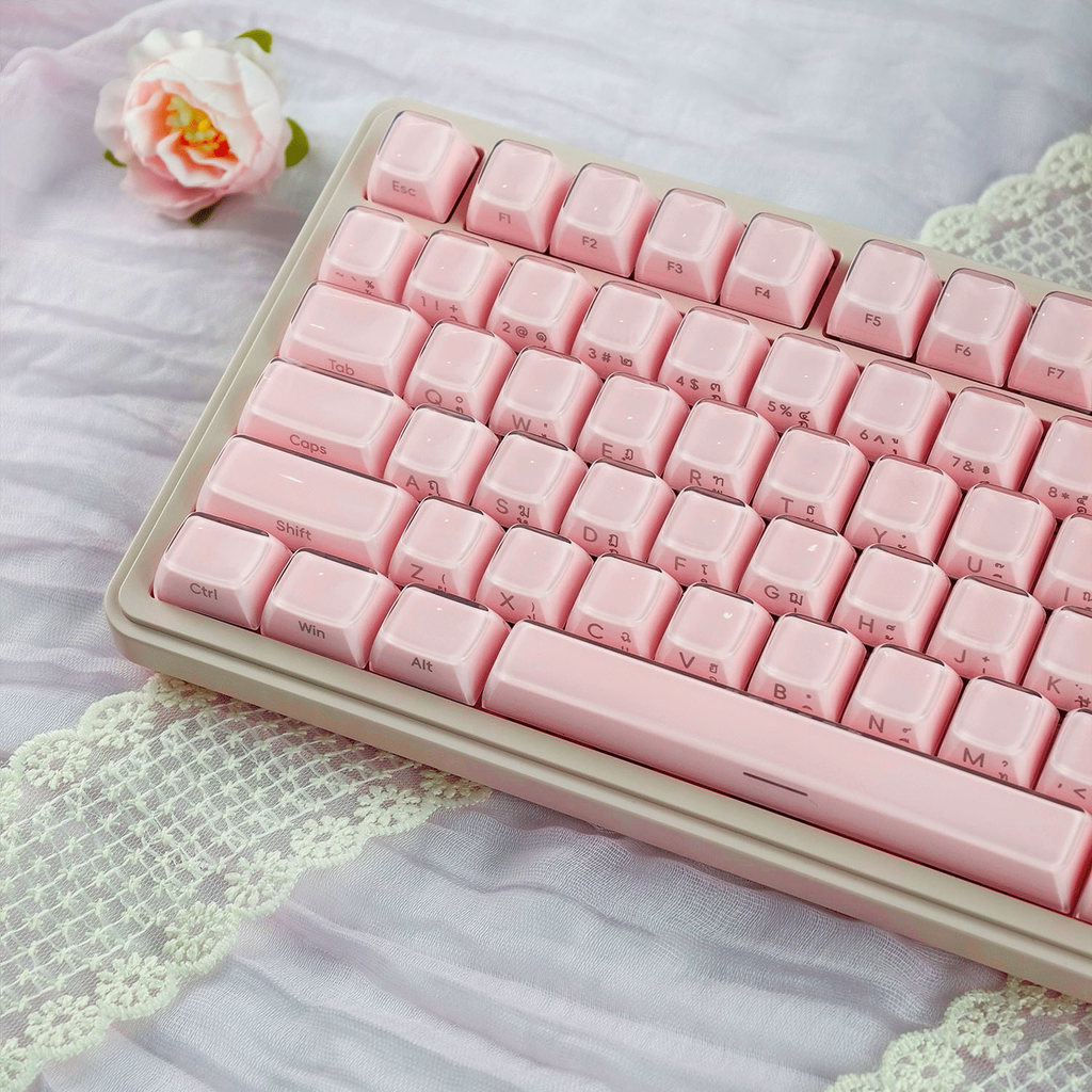 MAIMOOO Double-shot พุดดิ้งสีชมพู Keycap PBT PC 132 คีย์คํา SA โปรไฟล์ Ajazz AK820 Aula F75 F99 Jell