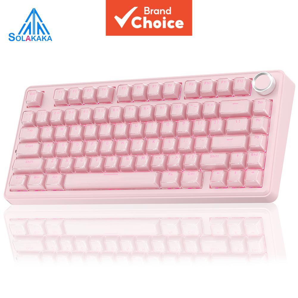  คีย์บอร์ดกลไก SOLAKAKA A75 แบบ 75% จํานวน 80 ปุ่ม ไร้สาย 3 โหมด เมาท์แบบกัสด์ ไฟ RGB มีลูกบิดควบคุมฟังก์ชันหลายทิศทาง