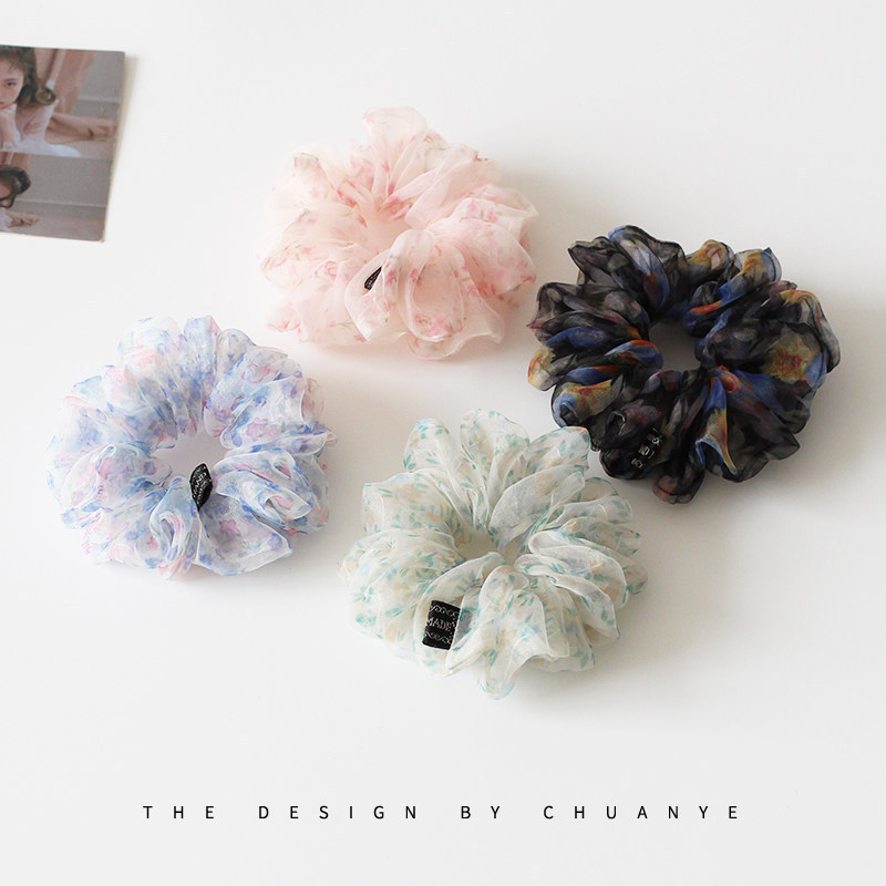 CHUANYE สไตล์เกาหลีคุณภาพสูงลูกไม้ดอกไม้ Scrunchy Hair Tie หวานประณีต All-Match Age-Reduction Hair Tie