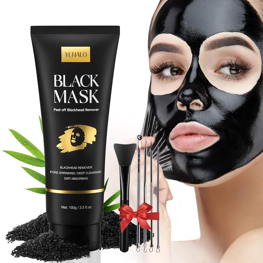 YLNALOheadRemoverMaskKit,CharcoalPeelOffFacialMaskwithBrushandPimplExtractors,DeepforFaceNoseheadPor