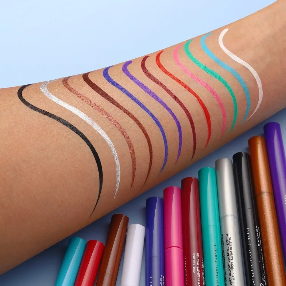 12 สี Liquid Eyeliner Matte Red Quick-Drying Smudge-Proof Smooth Eyeliner ปากกา Long-Lasting Eyes แต