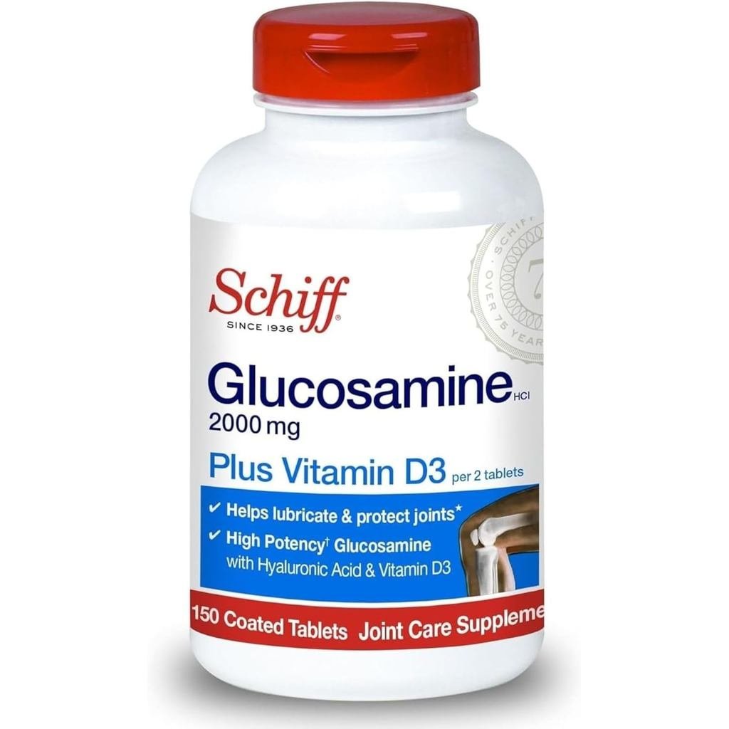 Schiff Glucosamine 2000mg พร้อมวิตามิน D3 และกรดไฮยาลูโรนิก 150 เม็ด - อาหารเสริมข้อ
