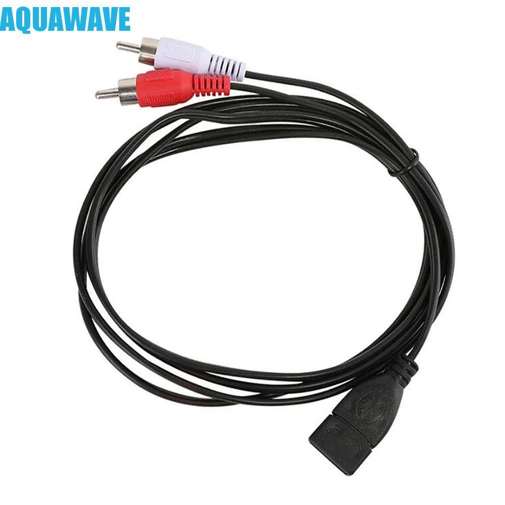 AQUAWAVE สายต่อขยายวิดีโอ USB A หญิง 1.5M ความยาวอะแดปเตอร์เสียง USB ชายกับ RCA ชายหญิงซ็อกเก็ต 2 สายต่อขยาย RCA