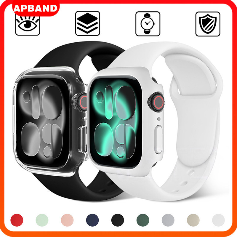 กรณีซิลิโคนสายรัด PC for IWatch Smart Watch SE Ultra 3 2 Series 11 10 9 8 7 6 5 49mm 46 45 41มม. 44 42 40มม. ฝาป้องกันหน