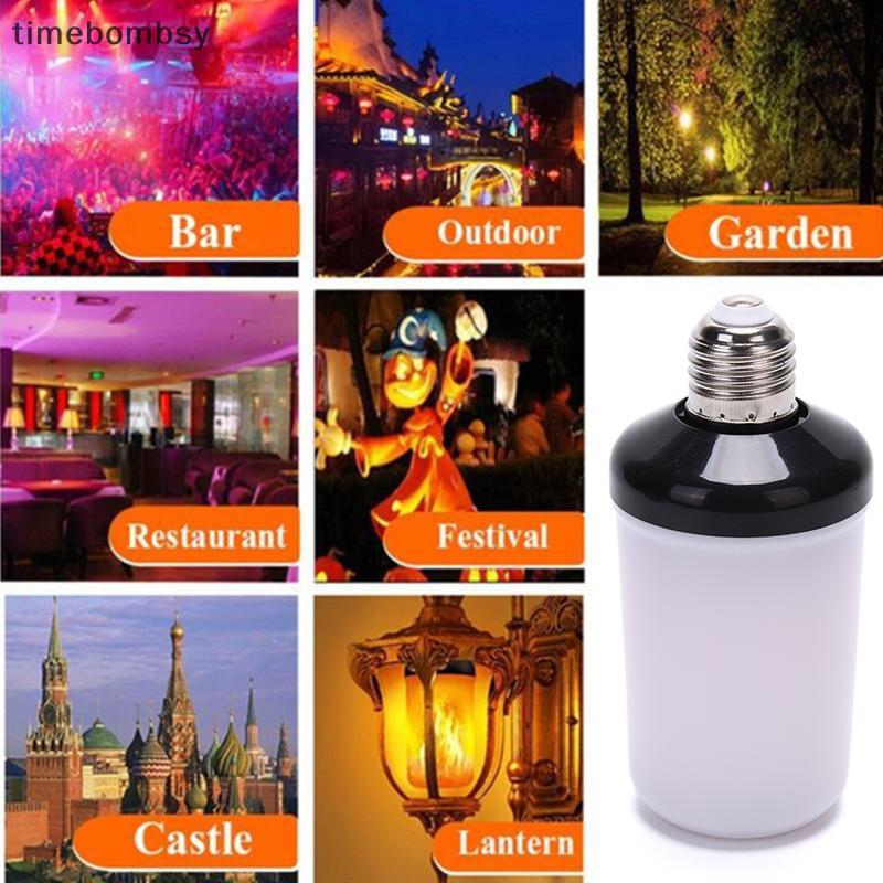 (time) 1 ชิ้น LED Flame Effect Fire หลอดไฟ E27 จําลองธรรมชาติ Flier โคมไฟตกแต่ง (TH)