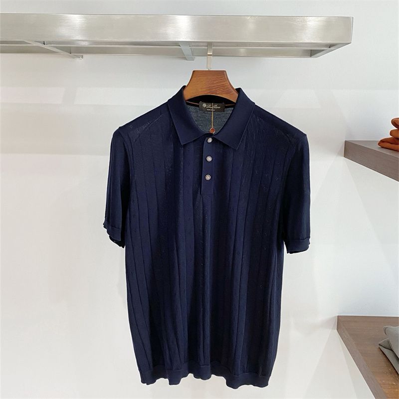 DHE9 Italy LP Spring and summer new men's fashion versatile striped business casual knitted short-sl