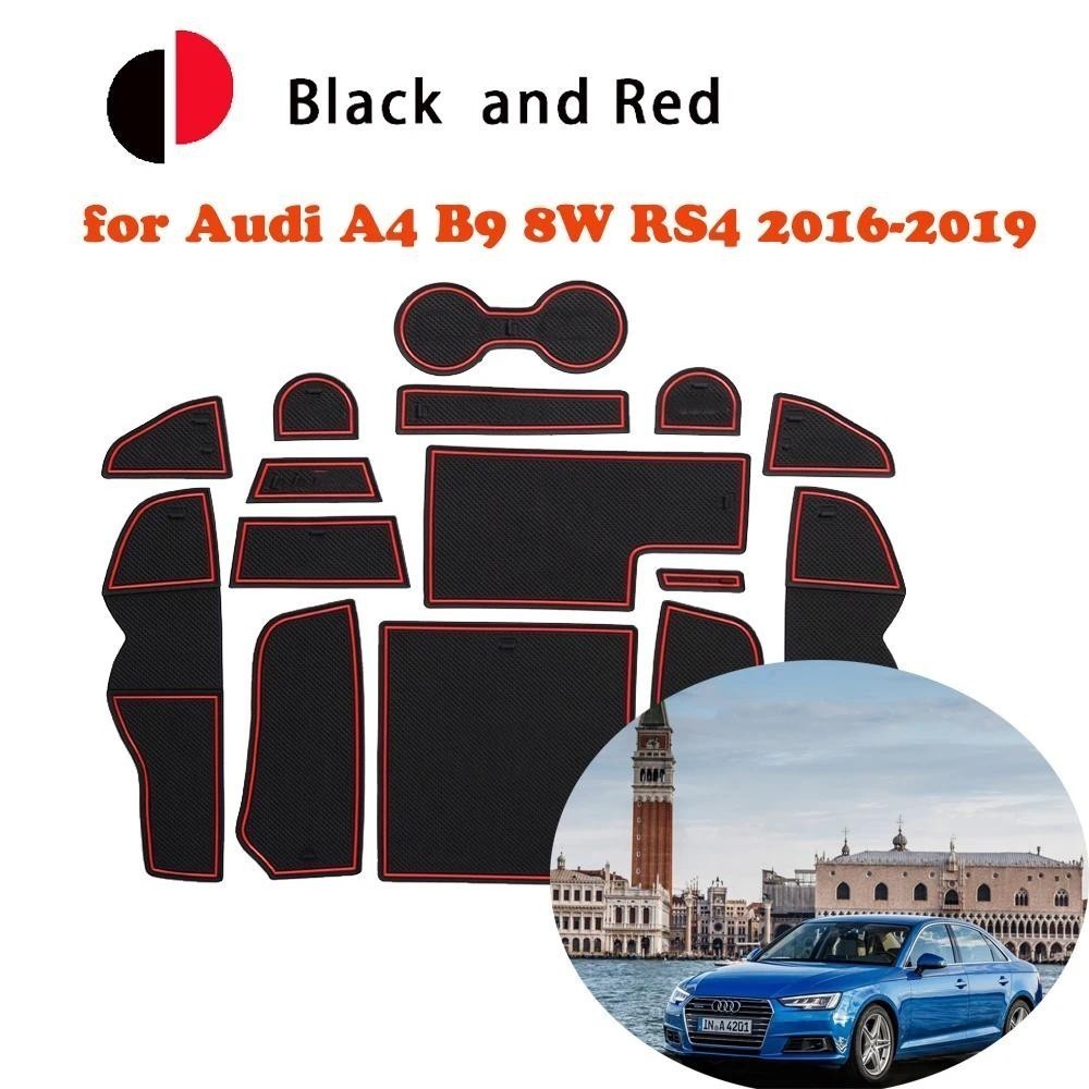 ยาง Anti-slip Mat ประตู Groove ถ้วยสําหรับ Audi A4 B9 8W RS4 S line 2016-2019 เบาะประตู Slot Coaster