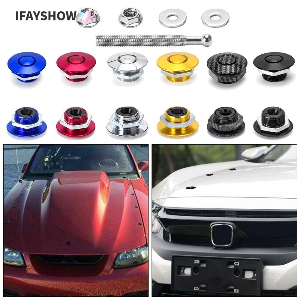 IFAYSHOW 1 ชิ้นกันชนหน้า Hood Pin, Body Kit Latch คลิปปุ่มกด, Quick Release อุปกรณ์เสริมรถยนต์อลูมิเนียมเครื่องยนต์ Bonnet ล็อค