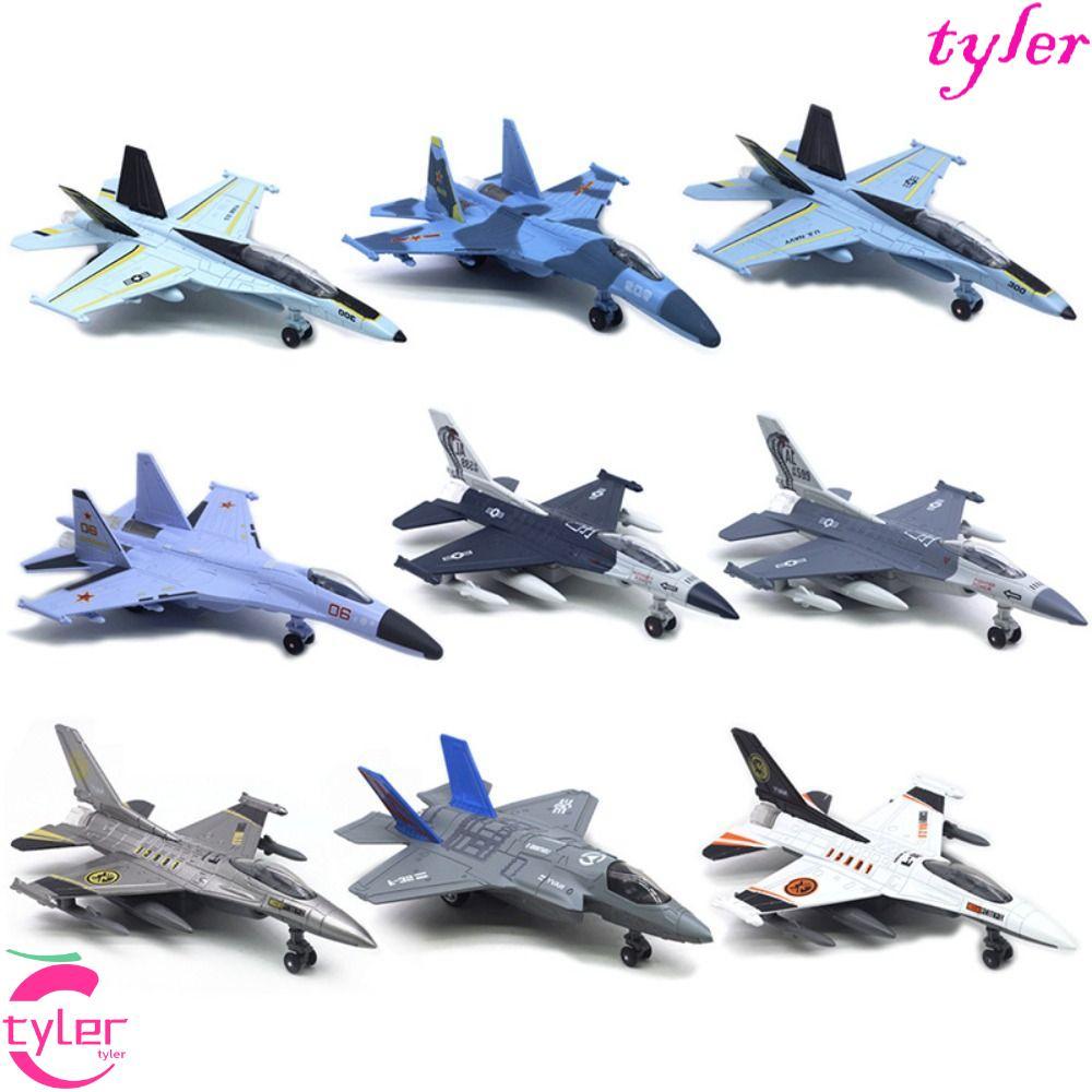 TYLER Aviao เครื่องบินรุ่น, Pullback & Go F16 F22 F35 เครื่องบินรบของเล่น,ตกแต่งโต๊ะDiecast จําลองแส