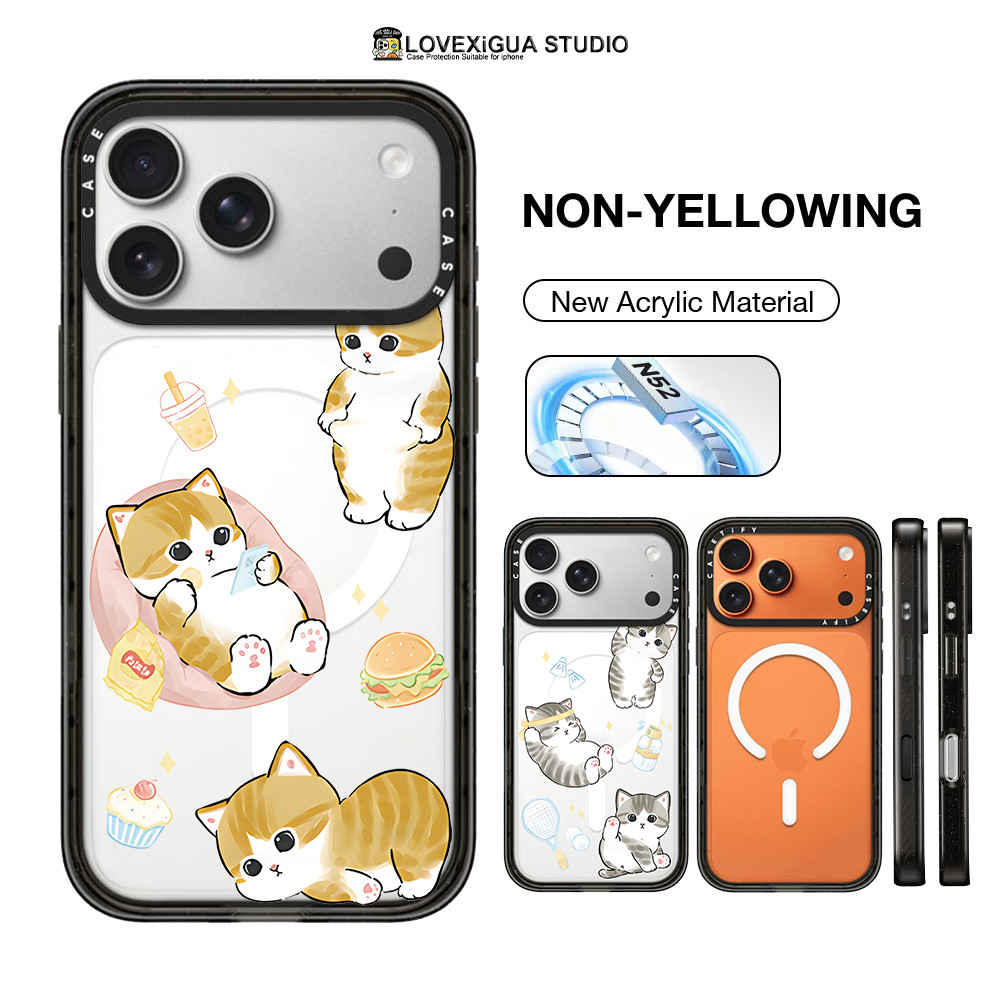 ลูกแมวน่ารักเด็กกับเคสโทรศัพท์แม่เหล็กสําหรับ ไอโฟน 17 มือโปร สูงสุด 17อากาศ กรณีสําหรับ 16 15 14 บวก 16 15 14 13 12 มือโปร สูงสุด กันกระแทกป้องกันปลอก