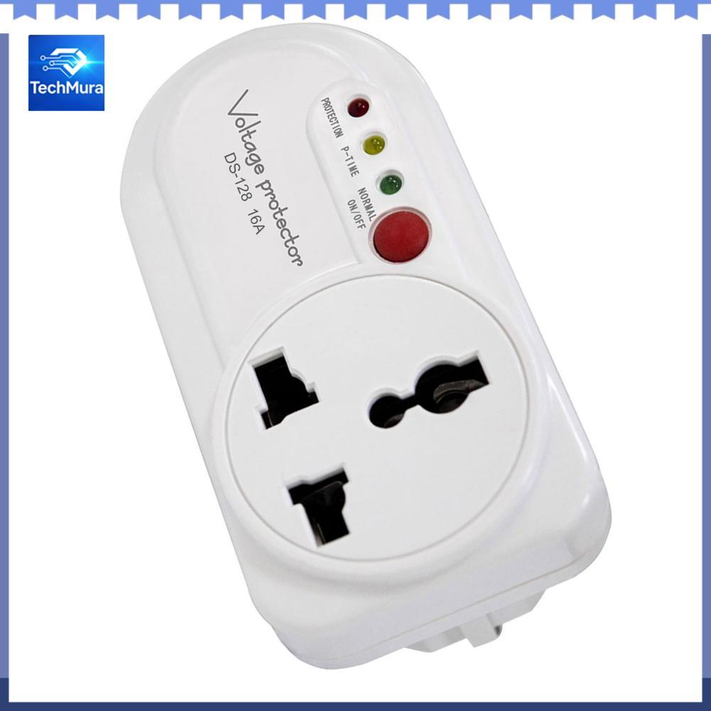 TechMura ตัวป้องกันแรงดันไฟฟ้าอิเล็กทรอนิกส์สำหรับตู้เย็น SINGLE Outlet 2500W 16A ติดผนังเครื่องใช้ในบ้านพร้อม 3 ไฟแสดงสถานะความปลอดภัย