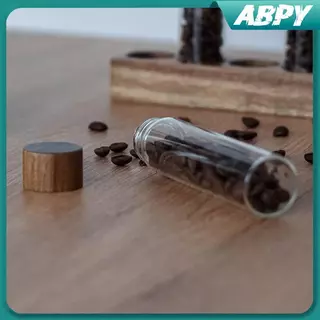 ABPY เมล็ดกาแฟภาชนะบรรจุหลอดแก้วด้วยเครื่องมือไม้หลอดบรรจุขวดเก็บเมล็ดพืชปิดผนึกกระป๋องบาริสต้าเครื่องมือของขวัญ ABPY