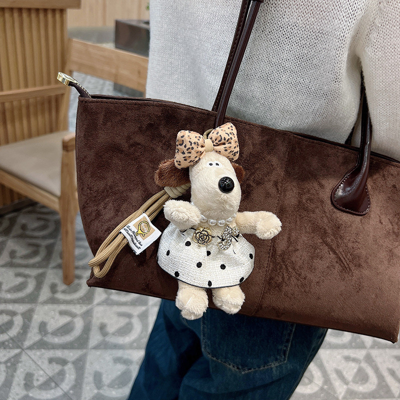 [Popular] Handbag Pendant Classic Style Dots Dress Plush Puppy Key Chain Bow Chef Dog Cartoon Car Ke