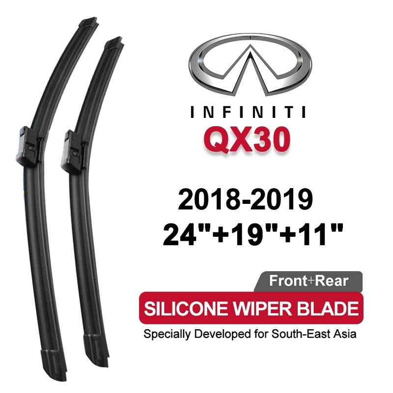ที่ปัดน้ำฝนรถยนต์ซิลิโคน Infiniti QX30 2018-2019 24/19/11 นิ้ว Infiniti QX30 ปัดเงาใส ทนทาน ปัดน้ำได