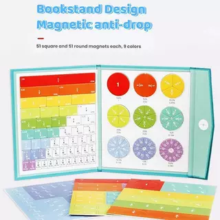 Onetimingblissea หนังสือเศษส่วนแม่เหล็กสําหรับเด็กที่มีกระเบื้องและวงกลมชุดการศึกษา SEA