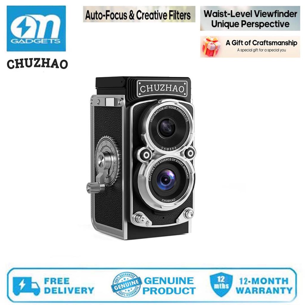CHUZHAO M1 Mini Retro Digital Camera - Vintage TLR Style Point and Shoot Auto Focus Vlogging Camera,
