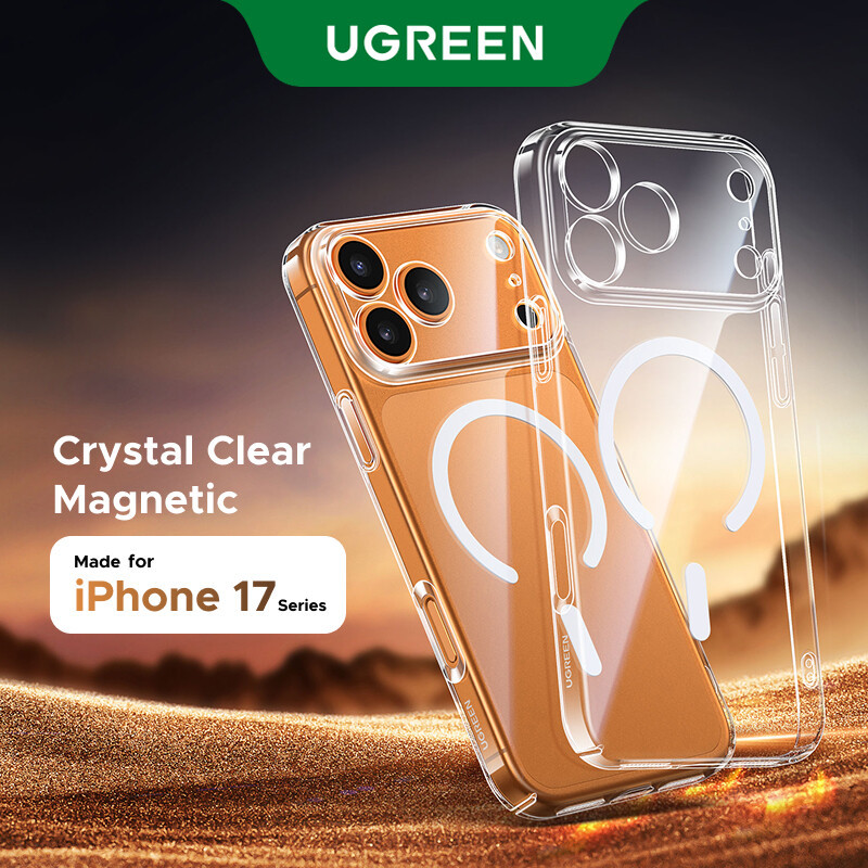 Ugreen เคสโทรศัพท์มือถือซีรีส์สีเหลืองโปร่งใสคริสตัลหลักเข้ากันได้กับ IPhone 17 Pro Max 17 17pro 17 Air Magnetic Anti-fall เคสป้องกัน