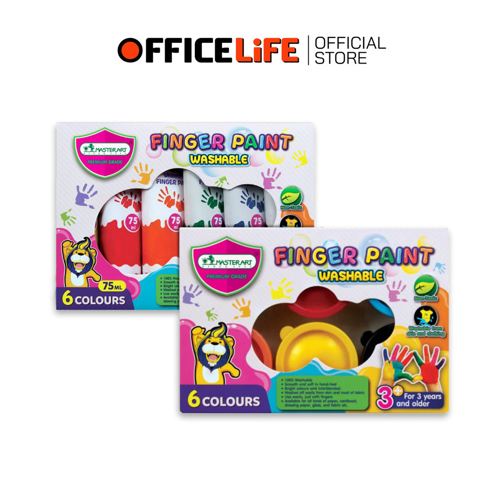 Master art (มาสเตอร์อาร์ต) สีทามือ ทาตัว ขนาด 35 มล.และ 75 มล. บรรจุ 6 สี Finger Paint (  1 ชุด / กล