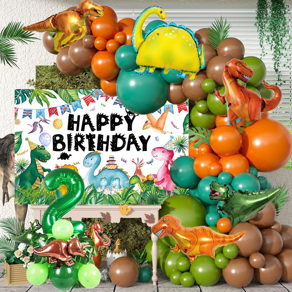 88 ชิ้นไดโนเสาร์บอลลูนชุดพรรค Decorat,รวมมินิไดโนเสาร์ฟอยล์บอลลูน,คอลัมน์ตัวเลขไดโนเสาร์,และฉากหลังแ