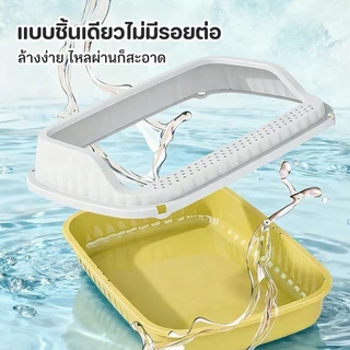 Pet Record ห้องน้ำแมว กระบะทรายแมว พื้นที่มากมาย กระบะทรายแมว รุ่นขอบสูงมีตะแกรงดักทราย