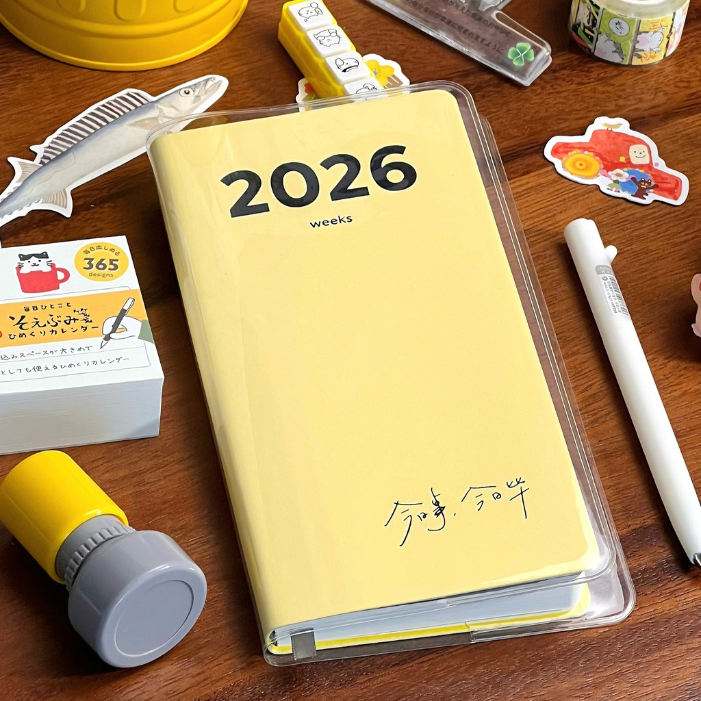 planner planner 2026 ใหม่ 2026 ครีมสีเหลือง A6 คู่มือกําหนดหนังสือการวางแผนสมุดบันทึกแบบพกพาเกาหลีอิ