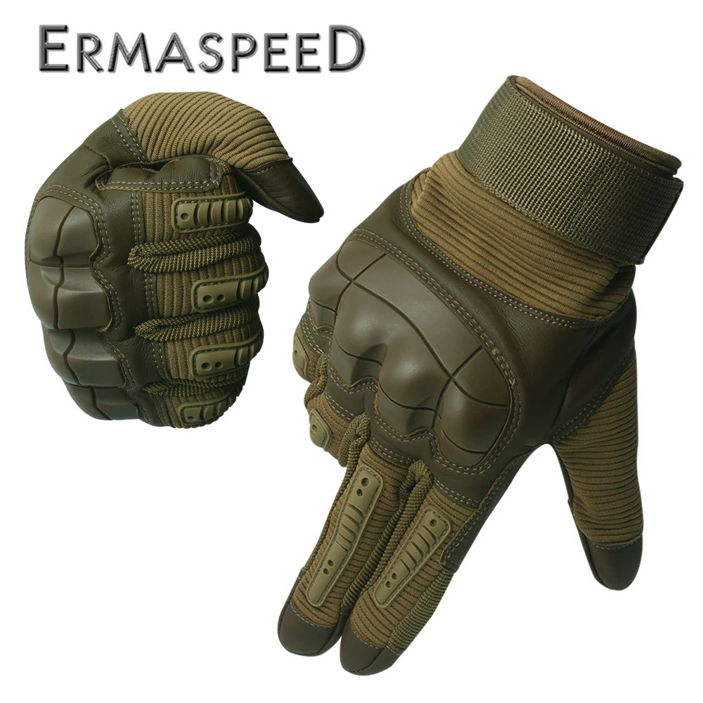 1 Pair Winter Motorcycle Gloves Leather Knuckle Protection Full Finger Motocross Enduro Cycling Raci