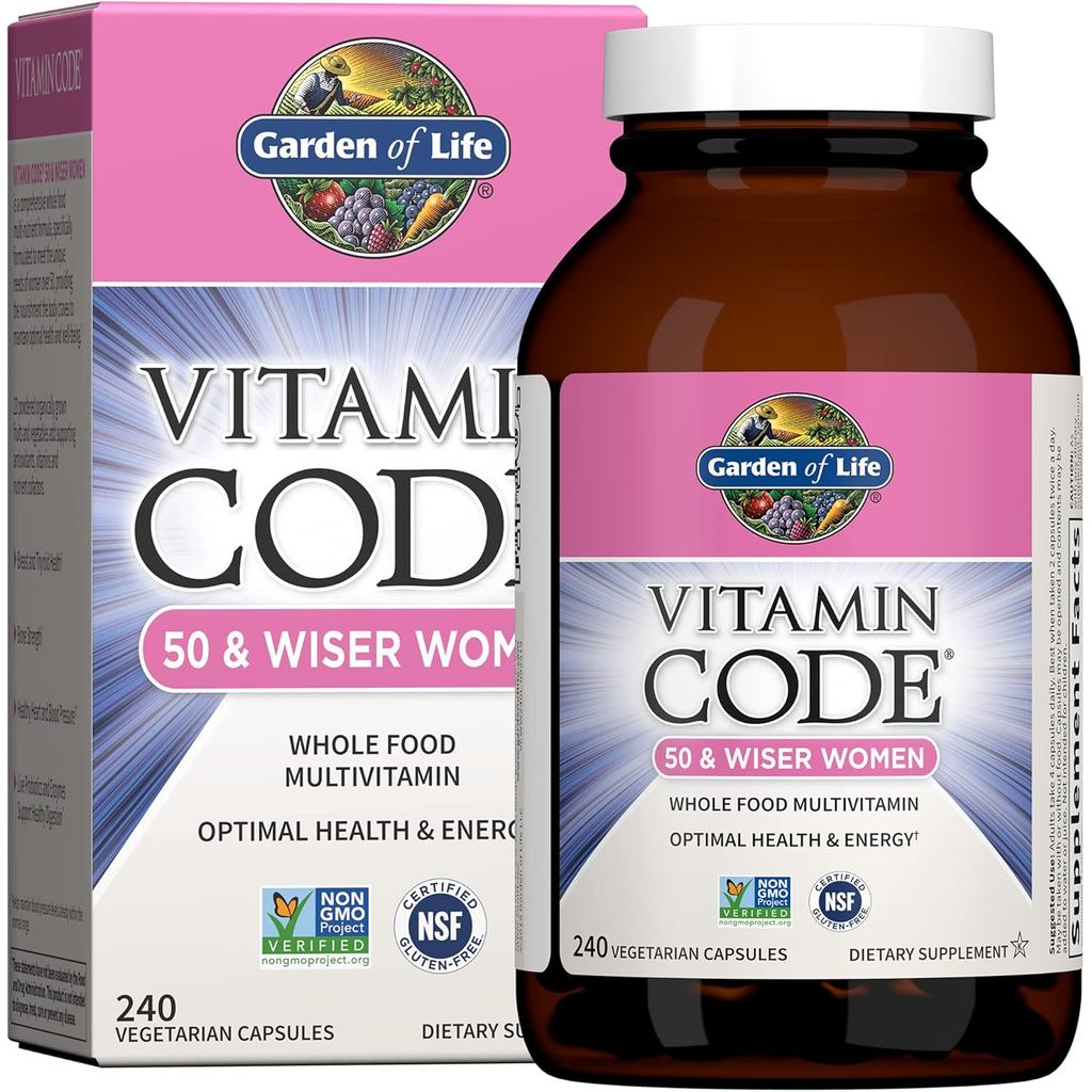 Garden of Life Multivitamin for Women 50 & Over, Vitamin Code Women 50 & Wiser Multi - 240 แคปซูลพร้