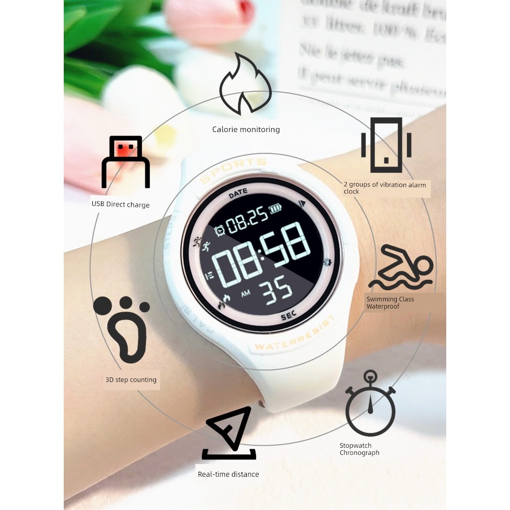 นาฬิกา นาฬิกา seiko นาฬิกาอิเล็กทรอนิกส์กีฬาเทคโนโลยีสีดำสำหรับผู้หญิง