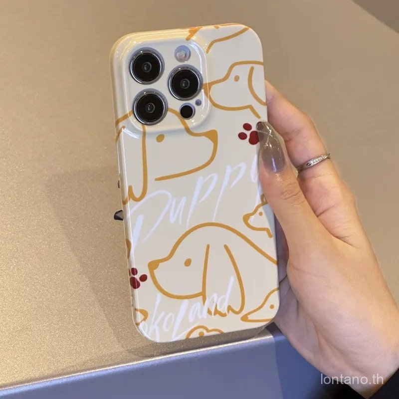 เคสแข็งพลาสติกทนต่อการขีดข่วนรวมทุกอย่างคัสตาร์ดลูกสุนัขสายน่ารักเคสโทรศัพท์เข้ากันได้กับ iPhone 16P