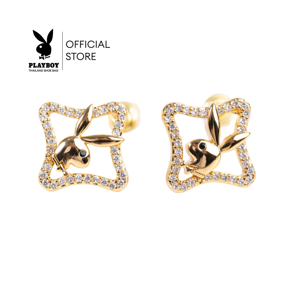 Playboy Accessories เพลย์บอย รุ่น  ST-254E369CG ต่างหู  ดีไซน์ดอกจิก สีทอง