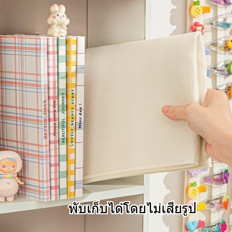 สีชมพู ที่แขวนจัดเก็บกิ๊บติดผม กระเป๋าเครื่องประดับ ติดผนัง ขนาดใหญ่ พับเก็บได้โดยไม่เสียรูป ประหยัดพื้นที่ - รูปที่ 3