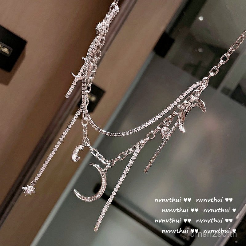 สร้อยคอเลียนแบบเรื่องยุทธป่าหิมาลัย 18K Gold Double Layer ตกแต่งด้วยอัญมณีคริสตอล Multi-Faceted Zirc