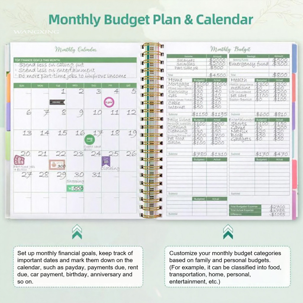 [WX] Budget Review Notebook Budget Book Planner Bill Organizer Budget Planner สําหรับเอเชียตะวันออกเ