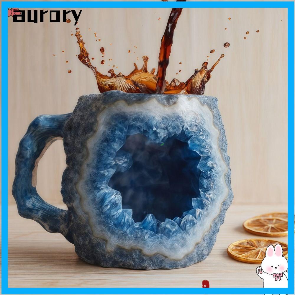 AURORY แก้วกาแฟคริสตัล, Retro 325ML 11oz Mineral Stainless Steel Cup, Elegant Multi Colored Double W