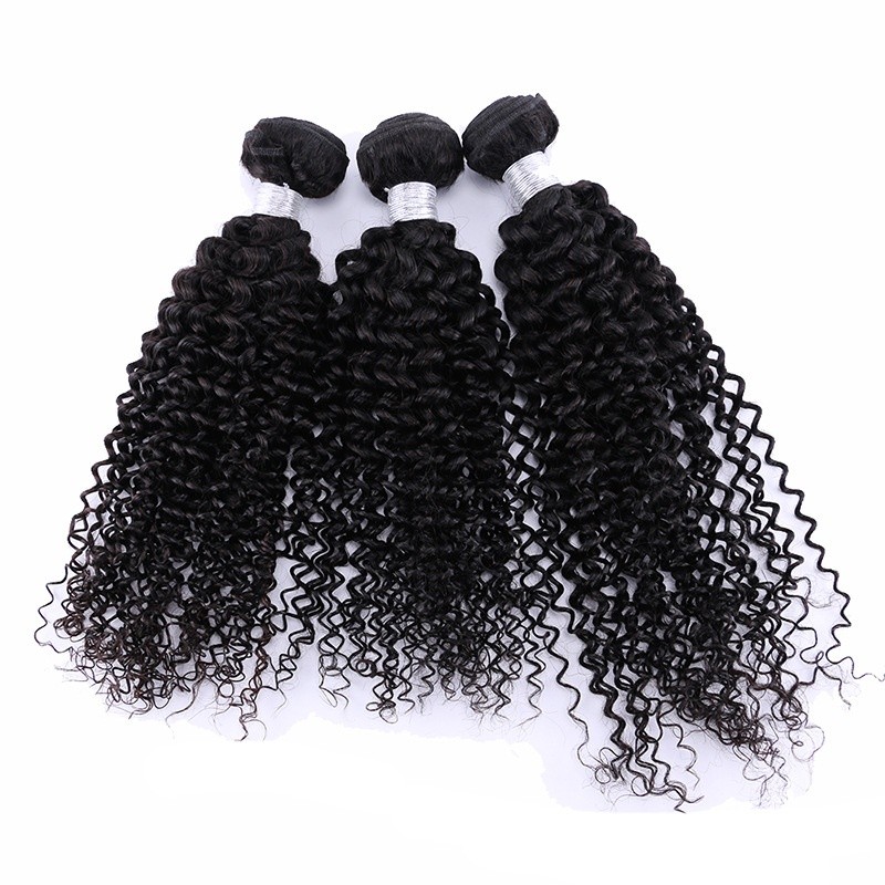 ผมมนุษย์แท้ 100%, สีดำธรรมชาติ, ขนาด 8-30 นิ้ว, เสริมผมหยิก