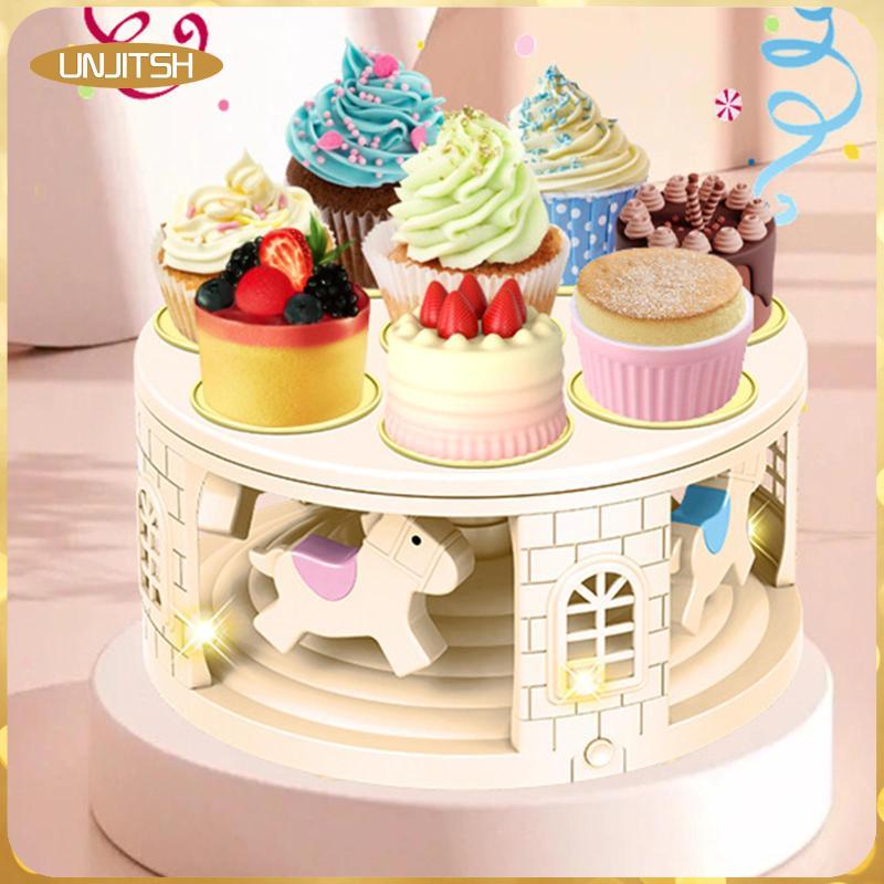 [unjitsh] จานหมุนขนมที่วางคัพเค้กแบบหมุนได้สําหรับเป็นของขวัญปาร์ตี้