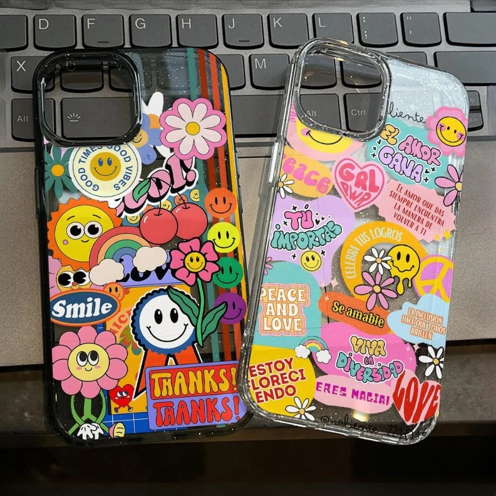 เคสโทรศัพท์ TPU เงาวาว ลายดอกทานตะวันสีรุ้งน่ารัก For iPhone 17 13 12 11 16 15 14 PRO MAX 15 16 Plus X XS MAX XR 7/8PLUS