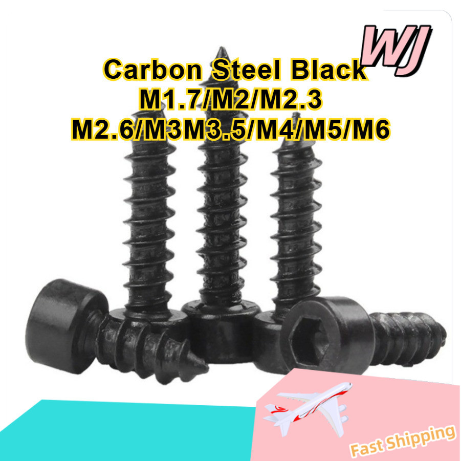 สีดําเกรด 8 ถ้วยหัวด้านในหกเหลี่ยมแตะตัวเอง/สกรูตัวเอง หัวถ้วย หกเหลี่ยมใน สีดำ กันสนิม สำหรับงานติด