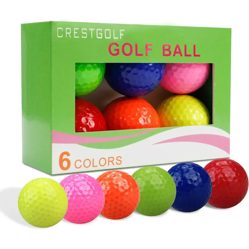 CRESTGOLF 6pcs/Pack Colorful Mini Golf Balls Two Piece Golf Practice Balls Training Golf Pelotas