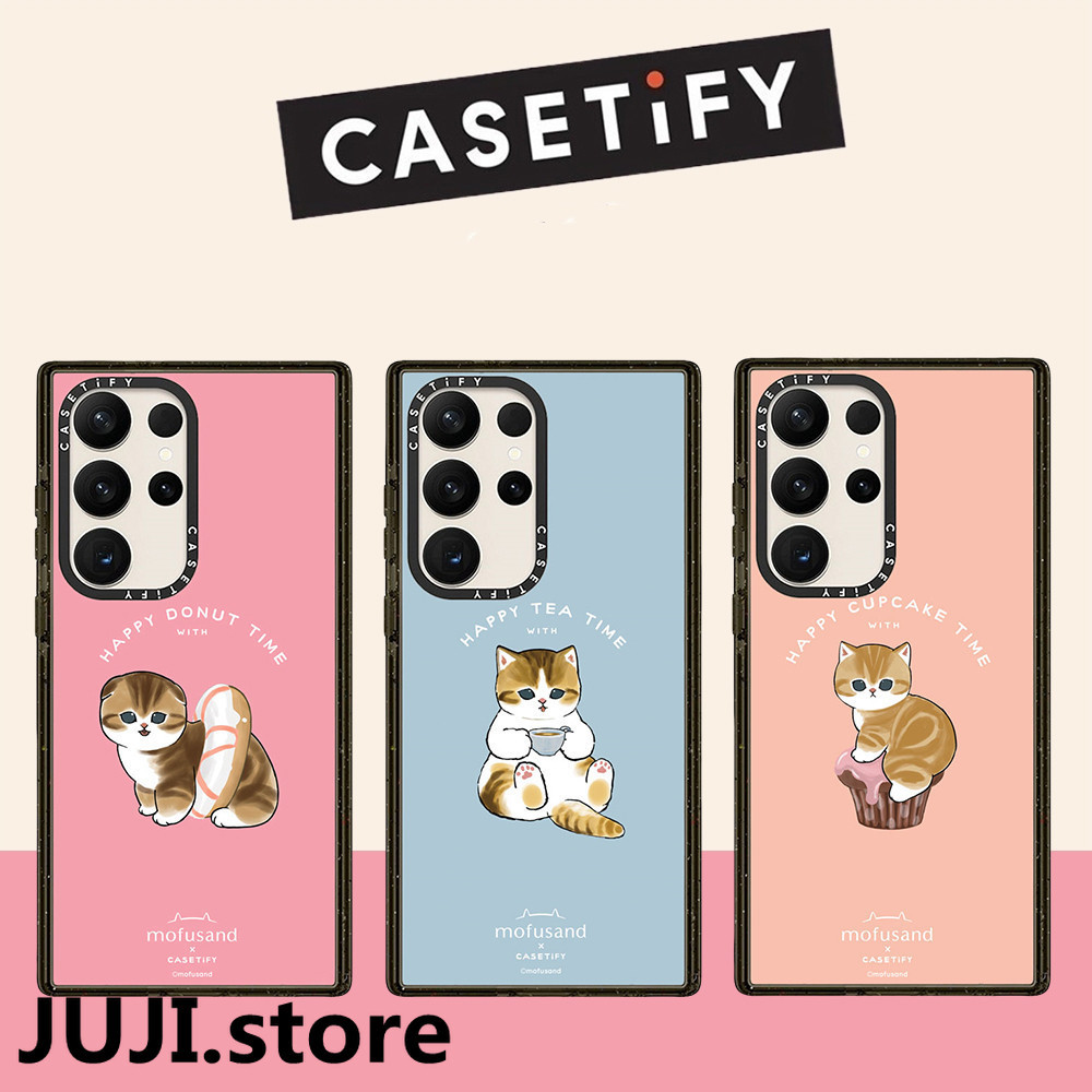 CASETIFG Magnetic Tea ขนม Mofusand อะคริลิคสําหรับ Samsung Galaxy S23Ultra S24Ultra S25Ultra S24Plus