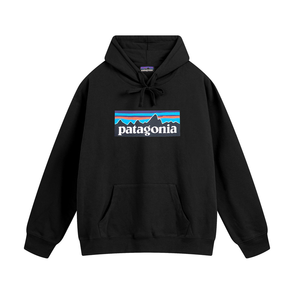 Patagonia patagonia patagonia เสื้อกันหนาวมีฮู้ดผู้ชาย Street สวมใส่หลวมขนาดใหญ่ Sunset พิมพ์ Terry 
