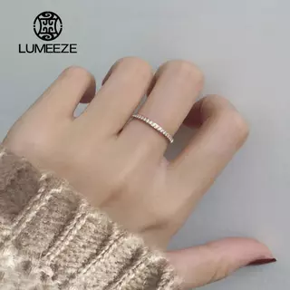 LUMEZE 2/4mm Iced Out Bling CZ แหวนหญิงทองเงินสีสแตนเลส Cubic Zircon แหวนหมั้นงานแต่งงานสําหรับผู้หญิงเครื่องประดับของขวัญ TS302 #