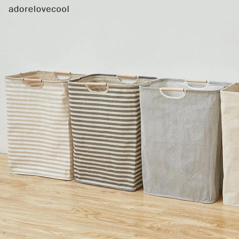ADTH ตะกร้าซักผ้ากันน้ําผ้าฝ้ายผ้าลินินเสื้อผ้าสกปรกตะกร้าซักรีด Organizer พับ Sundries กระเป๋า Foldibling Hamper Martijn