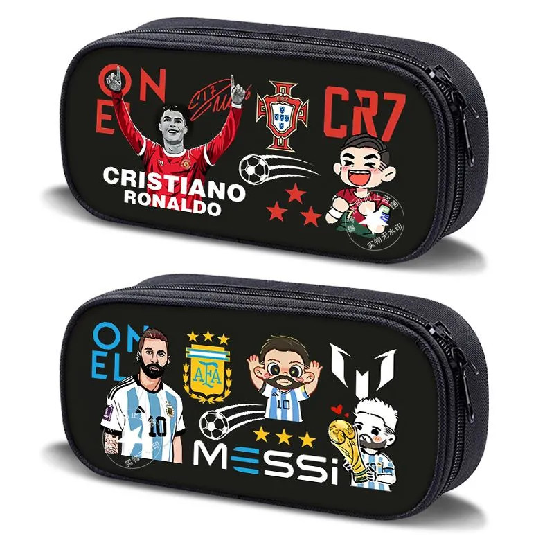 Football Star Messi Kylian Mbappé กล่องเครื่องเขียนที่กําหนดเองกล่องดินสออเนกประสงค์ความจุขนาดใหญ่กล