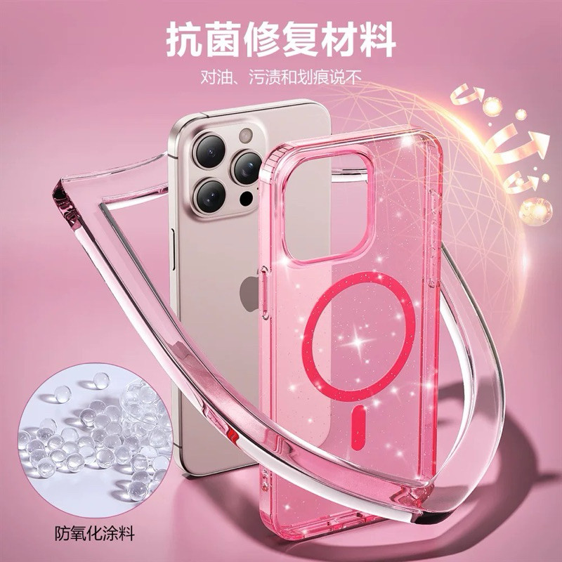 Supercase i11-i16promax เคสแม่เหล็ก กากเพชร ชาร์จไร้สาย i16 i16pro i16plus i16promax